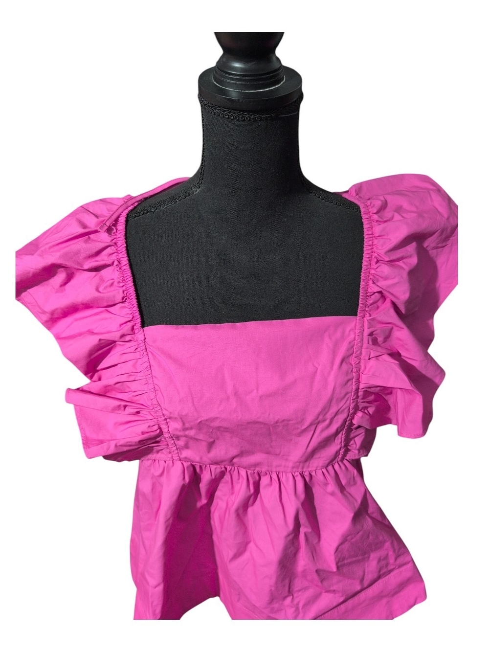 Free Assembly Pink Ruffle Sleeve Square Neck Top Size S (4-6) NWT - Picture 4 of 11